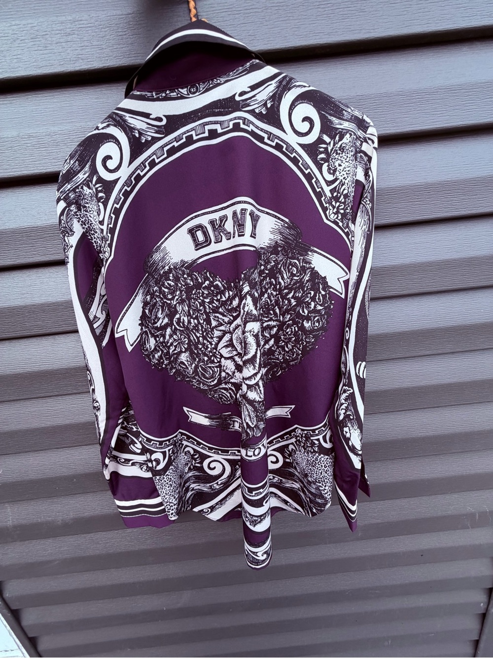 DKNY Purple and White Graphic Button-Down Shirt - Picture 15 of 15